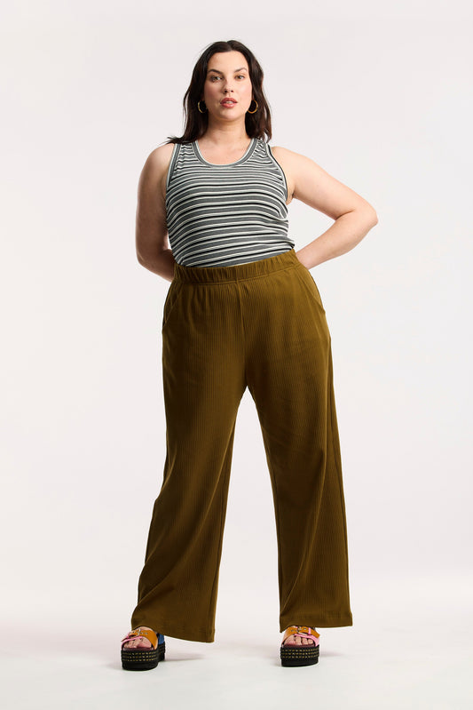 Pantaloni a gamba larga a coste Traveller Luxe